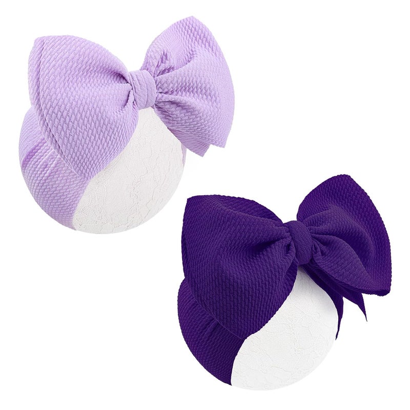 ONENINEDREAM Super Durable Soft Knot Headbands with Hair Bows Infant Toddlers Kids Hair Accessories Violet Purple Headband for Newborn Baby Girls - Image 1